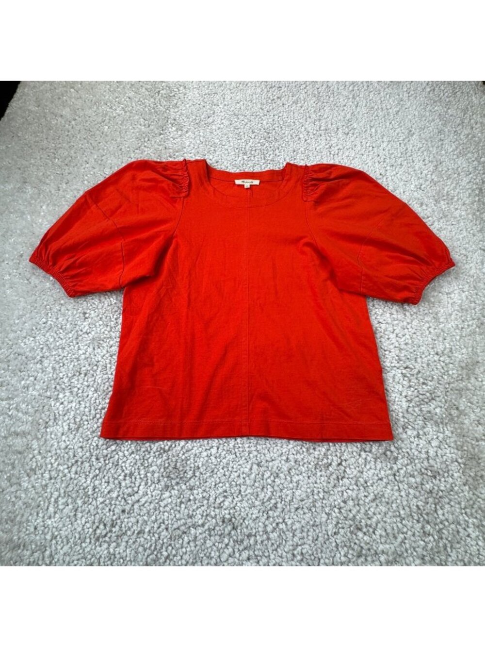 Madewell Puff Sleeve Cotton Tee Flame Red Womens Small